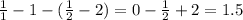 \frac{1}{1} - 1 - ( \frac{1}{2} - 2) = 0 - \frac{1}{2} + 2 = 1.5