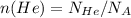 n(He)=N_{He}/N_{A}\\