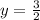 y = \frac{3}{2}