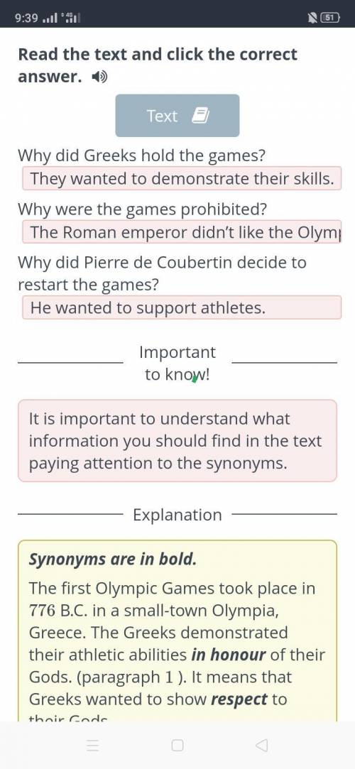 Faster, higher, stronger. Read the text and click the correct answer.Why did Greeks hold the games?