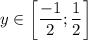 y\in\left[\dfrac{-1}{2};\dfrac{1}{2}\right]