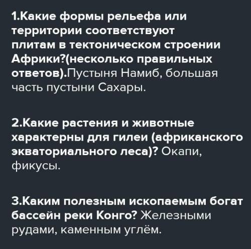 какие формы рельефа или территории соответствуют щитам в тектоническом строении африки​