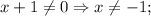 x+1 \neq 0 \Rightarrow x \neq -1;