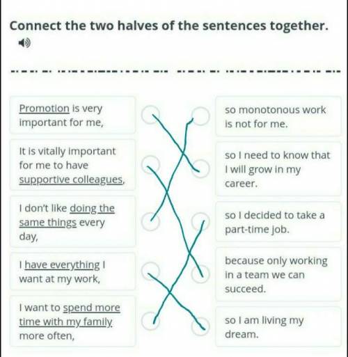 Connect the two halves of the sentences together. 1) Promotion is veryimportant for me,so monotonous