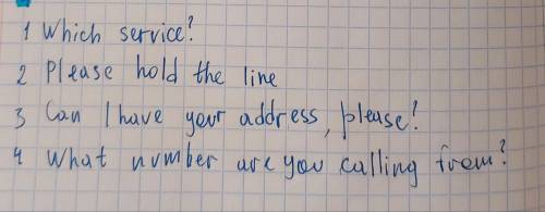 Complete the dialogue with the correct phrase: What number are youcalling from?, Which service?, Con