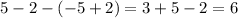 5 - 2 - ( - 5 + 2) = 3 + 5 - 2 = 6