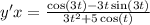 y'x = \frac{ \cos(3t) - 3t \sin(3t) }{3 {t}^{2} + 5 \cos(t) }