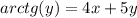 arctg(y) = 4x + 5y