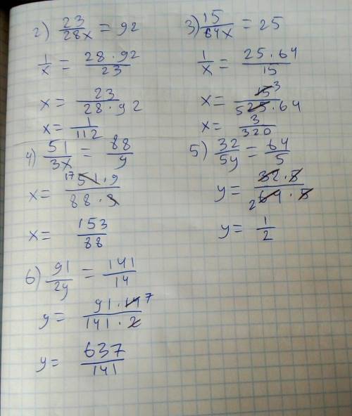 656 решите уровнение: 1)11/15 x=772)23/28 x=923)15/64x=254) 5 1/3 x=8 8/9 5)3 2/5 y= 6 4/5 6) 9 1/2