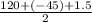 \frac{120+(-45)+1.5}{2}