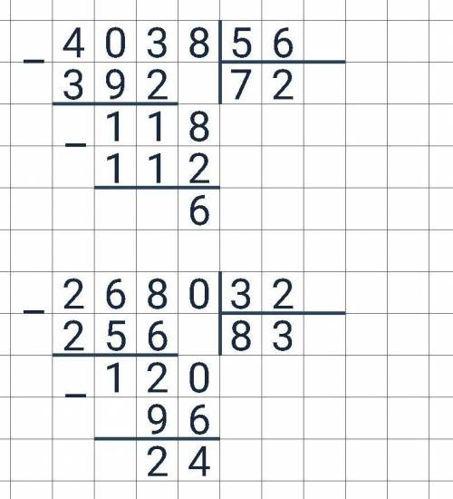Выполни деление с остатком   ( 2б.) 4 038 : 56                                                     