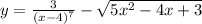 y = \frac{3}{ {(x - 4)}^{7} } - \sqrt{5 {x}^{2} - 4x + 3}