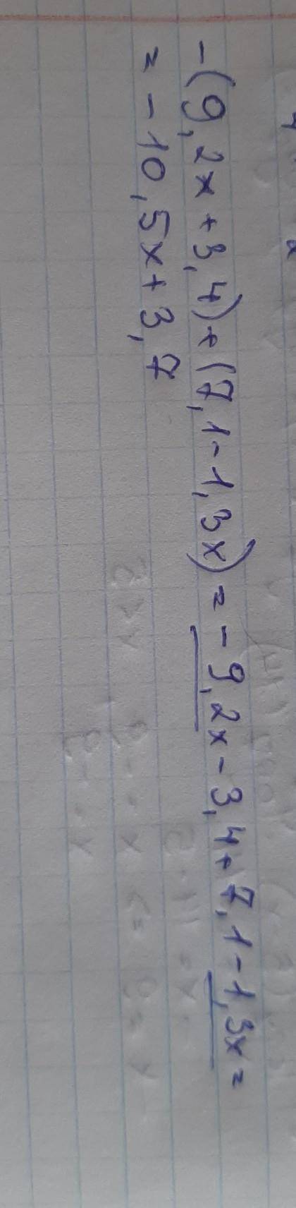 -(9,2x + 3,4) + (7,1 - 1,3 x)​