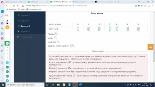 Дан полигон частот количества ошибок, допущенных 40 учениками при написании математического диктанта