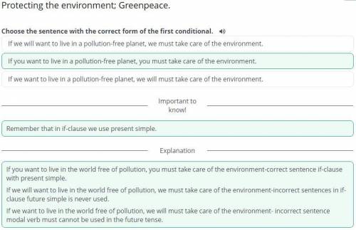 Choose the sentence with the form of the first conditional If we want to live in pollution​