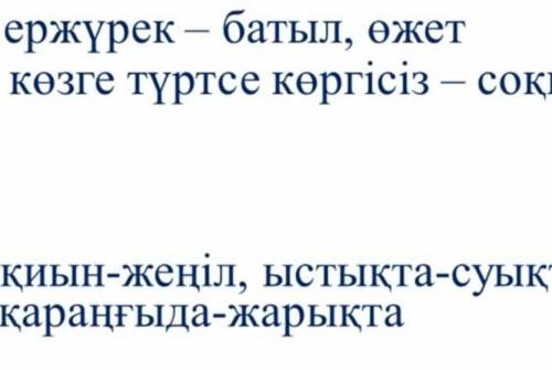 Тапсырма No4. Мәтін ішіндегі мына бес сөздің синонимін, бес создің антонимін тауып жазыңдарСиноним с