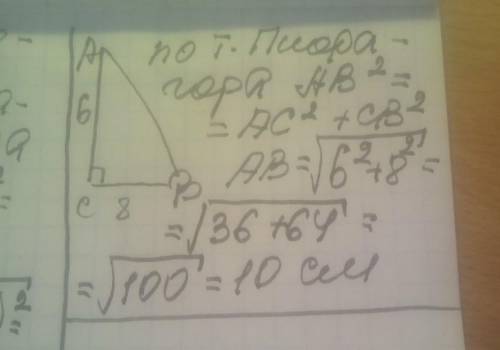 Катеты прямоугольного треугольника равны 6 см и 8 см. Найдите гипотенузу.​