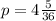 p = 4 \frac{5}{36}