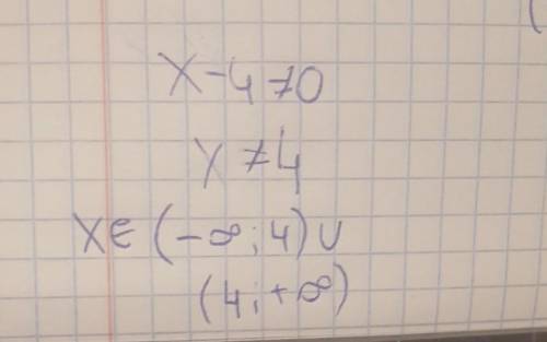 Найти область определения3y=X - 4(-оо;4)(4;oo)(-оо;oo)Х=4(-4;4)​