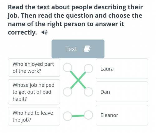 Read the text about people describing their job. Then read the question and choose thename of the ri