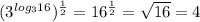 (3^{ log_{3}16} )^{ \frac{1}{2} } = 16^{ \frac{1}{2} } = \sqrt{16} = 4