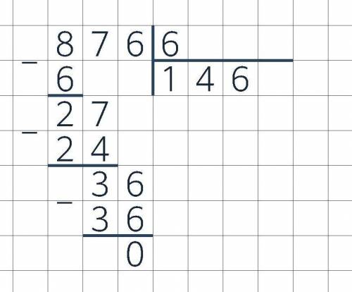 нужно число 876 : 6 уголком ( столбиком)​