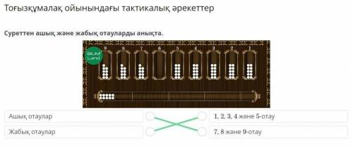 Тоғызқұмалақ ойынындағы тактикалық әрекеттер Суреттен ашық және жабық отауларды анықта.