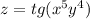 z = tg( {x}^{5} {y}^{4} )