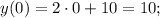 y(0)=2 \cdot 0+10=10;