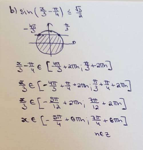 с тригоном. неравенствами: a)ctg(3x-2pi/3)≤1; b)sin(x/3-pi/4)≤корень из 3/2