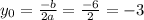 y_{0} = \frac{-b}{2a}=\frac{-6}{2} = -3