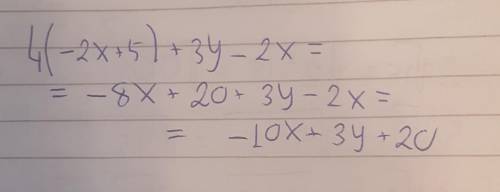 упрастите выражение 4(-2x+5)+3y-2x и найдите его значение​