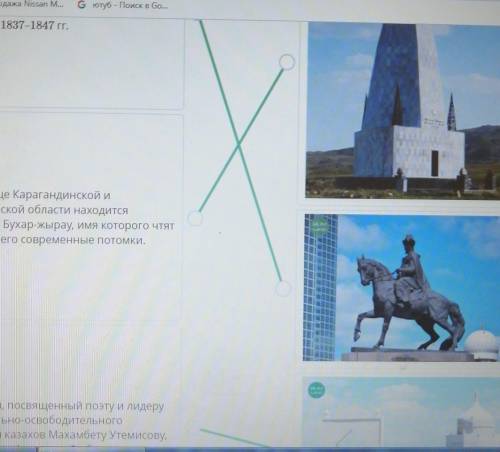 Приведи в соответствие описания и памятники, посвященные историческим личностям. Памятник хану Кенес