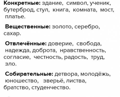 Найдите конкретные существительные * хлеб, компьютер, небо, родители книга, тетрадь, диван, одежда