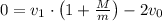 0 = v_1\cdot\left(1+\frac{M}{m}\right) - 2v_0