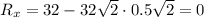 R_x = 32 - 32\sqrt{2} \cdot 0.5\sqrt{2} = 0