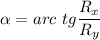 \alpha = arc~tg \dfrac{R_x}{R_y}