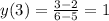 y(3) = \frac{3-2}{6-5} =1