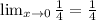 \lim_{x \to 0} \frac{1}{4}=\frac{1}{4}