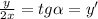 \frac{y}{2x} =tg\alpha = y'