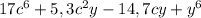 17c^6+5,3c^2y-14,7cy+y^6