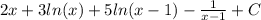 2x + 3 ln(x) + 5 ln(x - 1) - \frac{1}{x - 1} + C \\