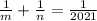 \frac{1}{m} + \frac{1}{n} = \frac{1}{2021}