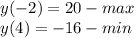 y(-2)=20- max\\y(4)=-16 - min