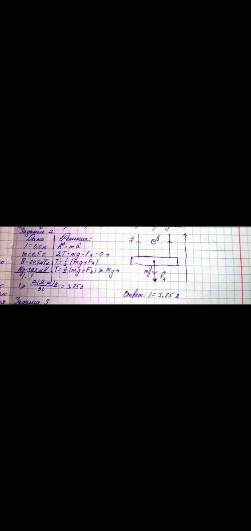 Прямой проводник ab длиной l = 0,5 м, массой m = 0,5 г подвешен горизонтально на двух невесомых нитя