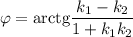 \varphi=\mathrm{arctg}\dfrac{k_1-k_2}{1+k_1k_2}