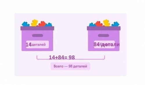 На полке у Андрея в комнате в двух коробках хранятся 98 деталей LEGO. Во второй коробке деталей в ше