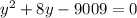 y^2+8y-9009=0