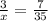 \frac{3}{x} = \frac{7}{35}