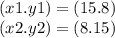 (x1.y1) = (15.8) \\ (x2.y2) = (8.15)